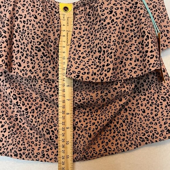 Leopard Print Ruffle Swim Skirt L 12-14 Kona Sol Nylon/Spandex Neutral - Picture 4 of 14